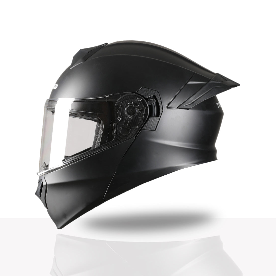 TVS Racing SuperPose Smoked Dual Visor Flip Up Modular Helmet for Men and Women, ISI DOT Certified, ABS Shell, Quick Release Visor, Lightweight, Ventilated, Open Face to Full Face